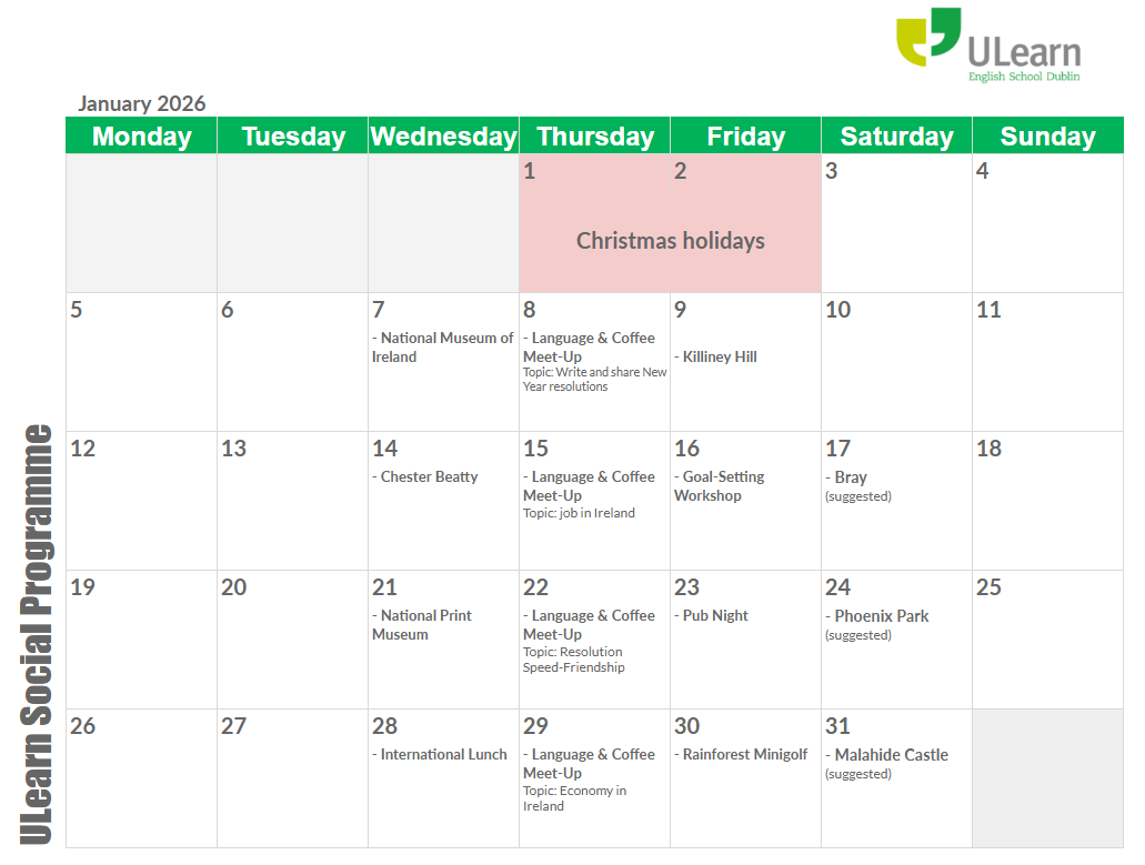 Monthly Events Calendar